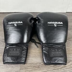 Hayabusa Pro Leather Lace-Up Boxing Gloves for Men and Women 16oz Black